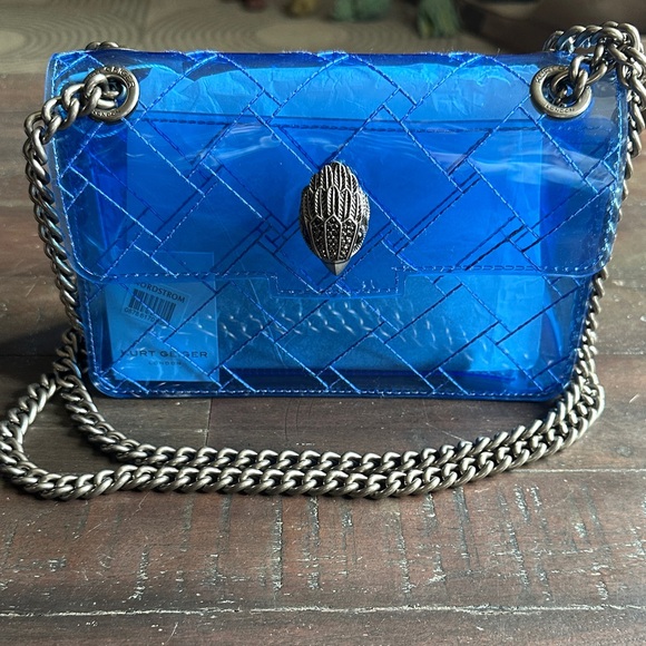 Kurt Geiger Handbags - Kurt Geiger Vibrant Blue Quilted Transparent Crossbody with Chain